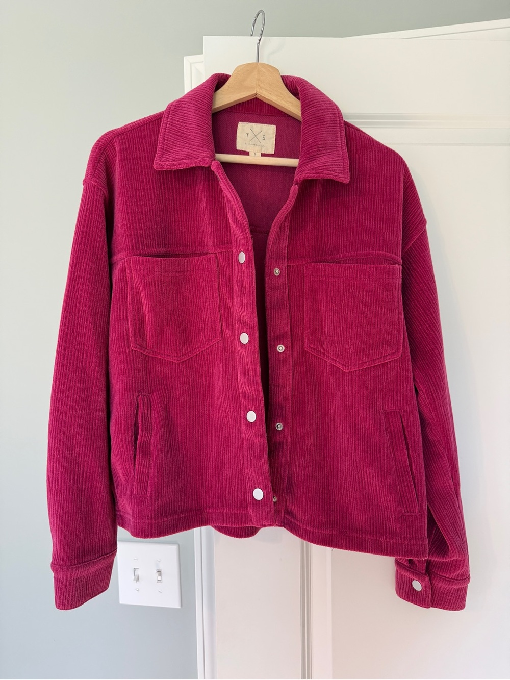Thread & Supply Magenta Corduroy Button-Front Jacket